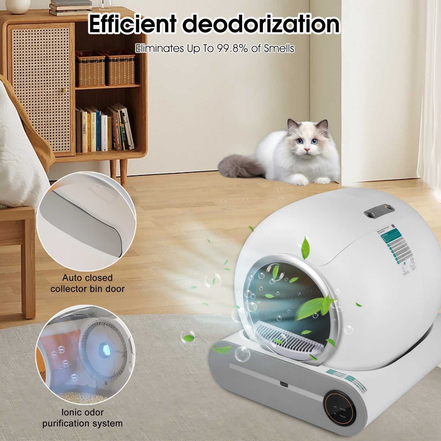 Pippinpet Self-cleaning cat litter box, automatic deodorization, App control, supports 2.4G WiFi