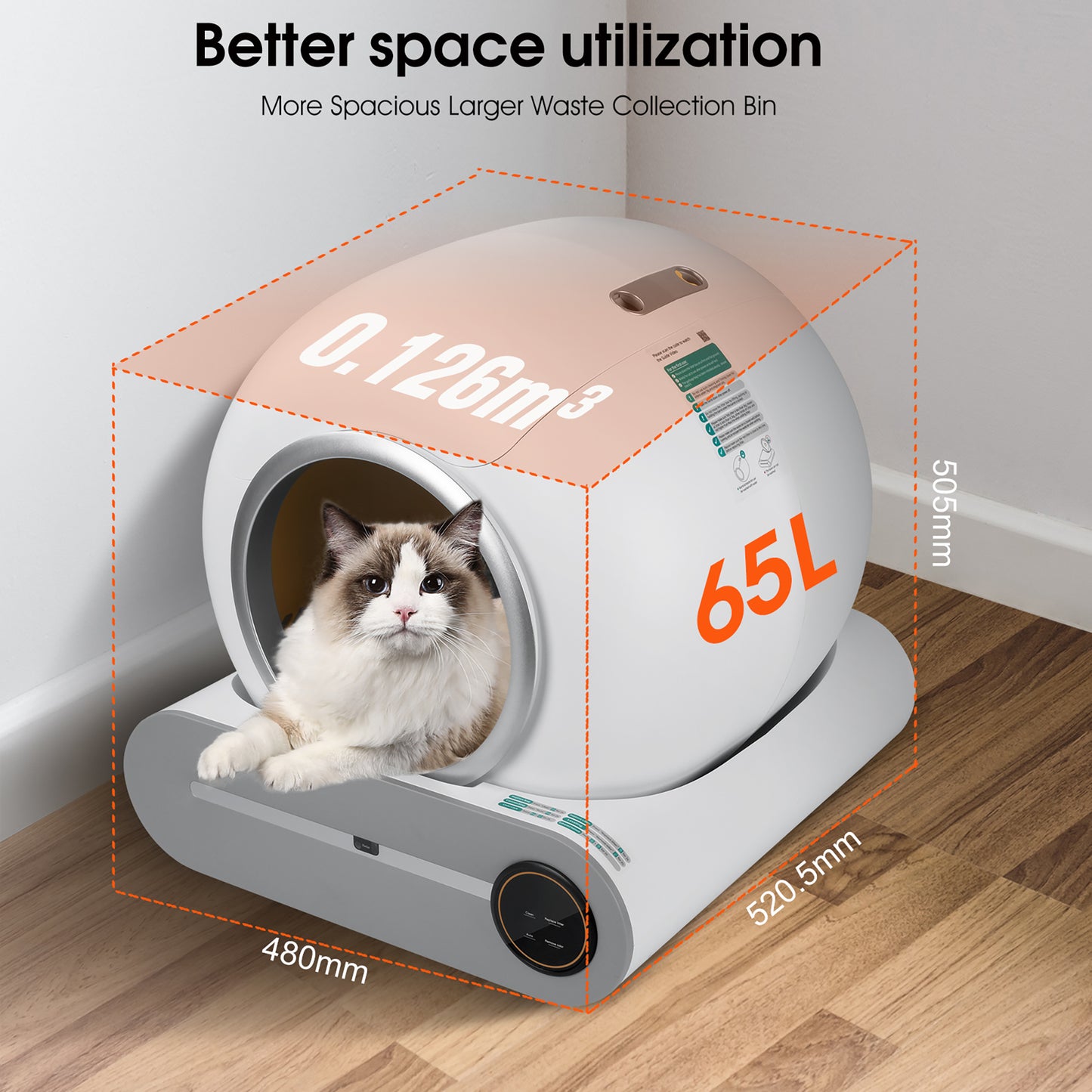 Pippinpet Self-cleaning cat litter box, automatic deodorization, App control, supports 2.4G WiFi