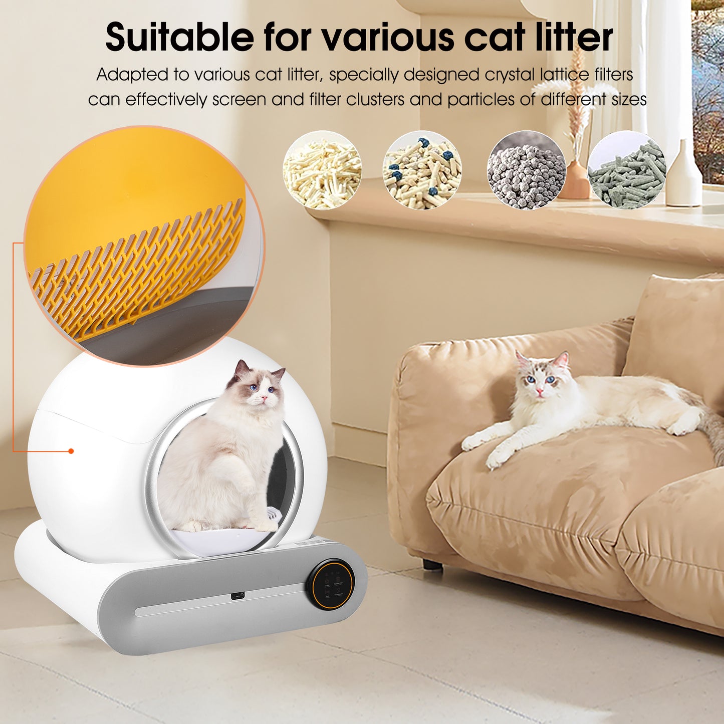 Pippinpet Self-cleaning cat litter box, automatic deodorization, App control, supports 2.4G WiFi