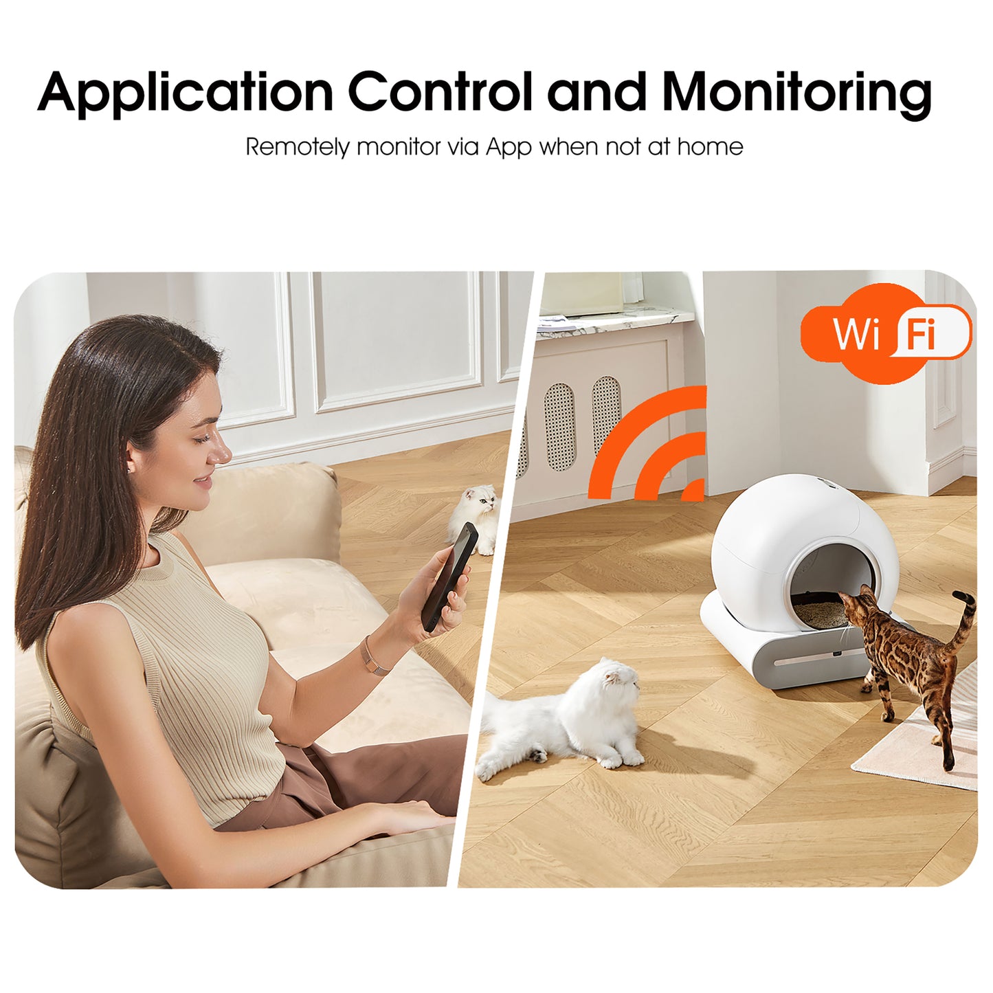 Pippinpet Self-cleaning cat litter box, automatic deodorization, App control, supports 2.4G WiFi