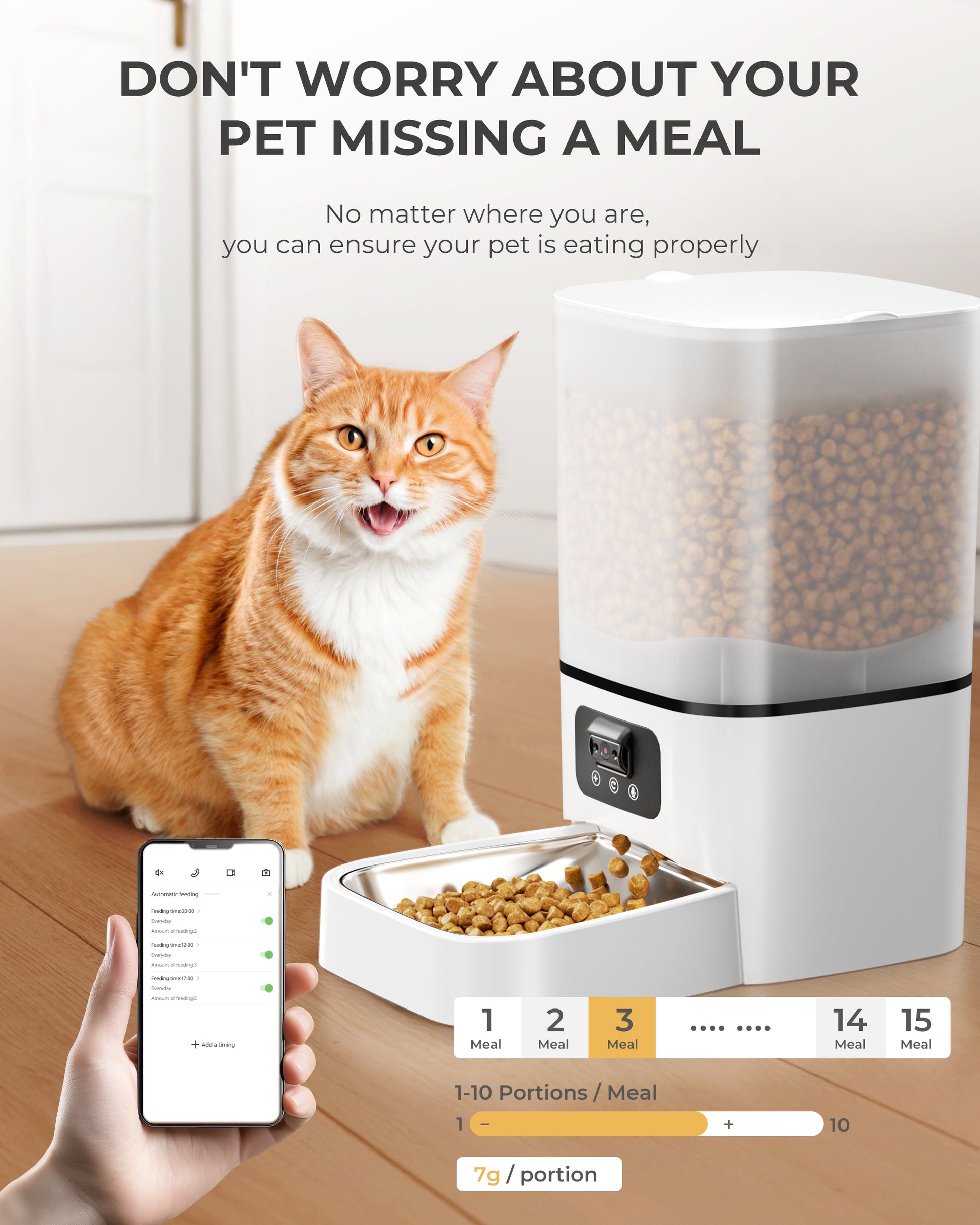 6L Automatic Cat Feeder with Camera Support 5G/2.4G WiFi