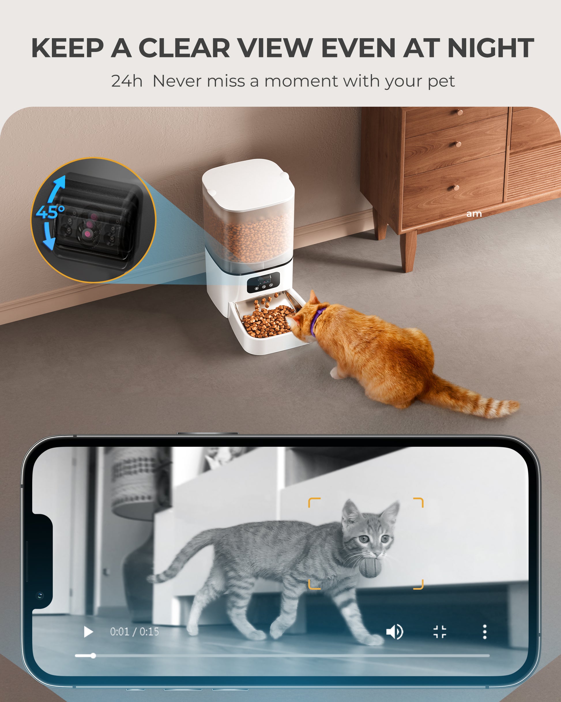 6L Automatic Cat Feeder with Camera Support 5G/2.4G WiFi