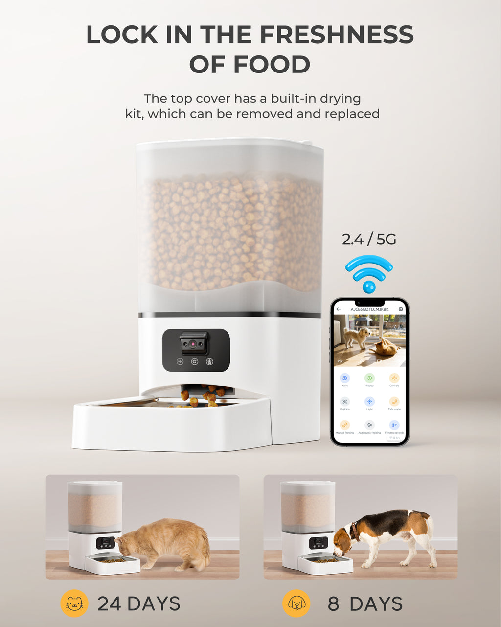 6L Automatic Cat Feeder with Camera Support 5G/2.4G WiFi