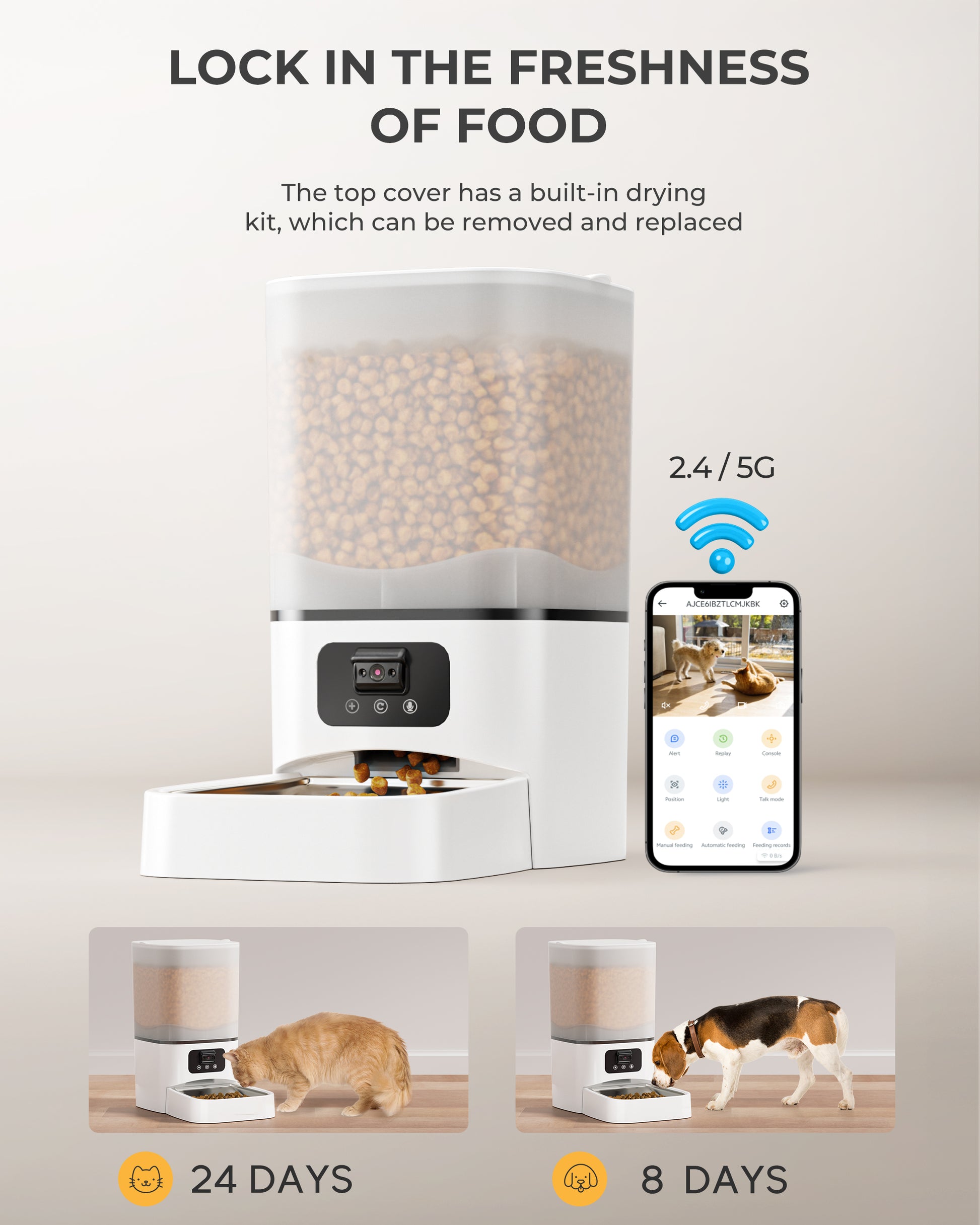 6L Automatic Cat Feeder with Camera Support 5G/2.4G WiFi