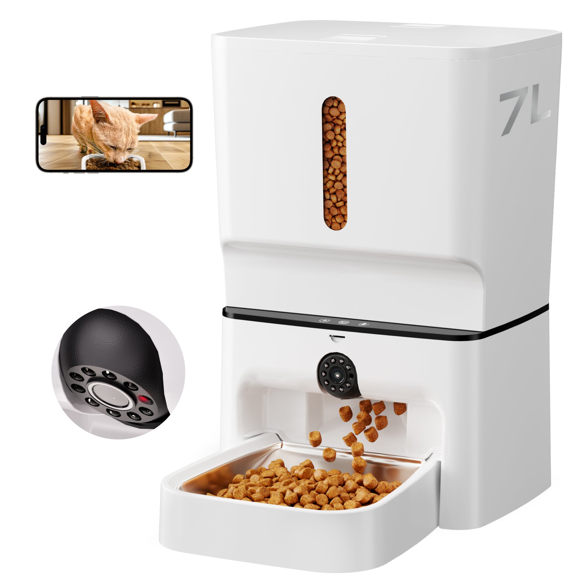 7L Automatic Cat Feeder with Camera & 2-Way Audio Support 5G WiFi